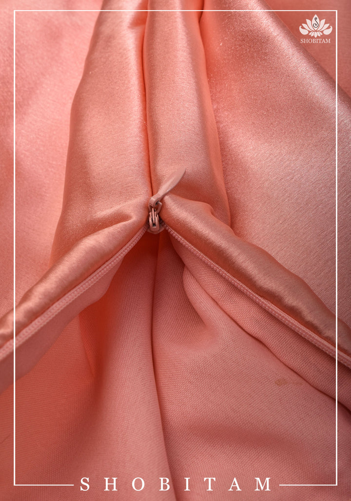 Premium Quality Coral Peach Satin Petticoat for saree, in standard size.