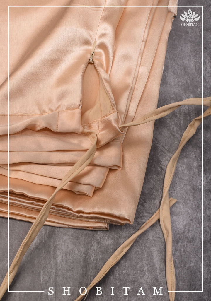 Premium Quality Beige rose Satin Petticoat for saree,medium size