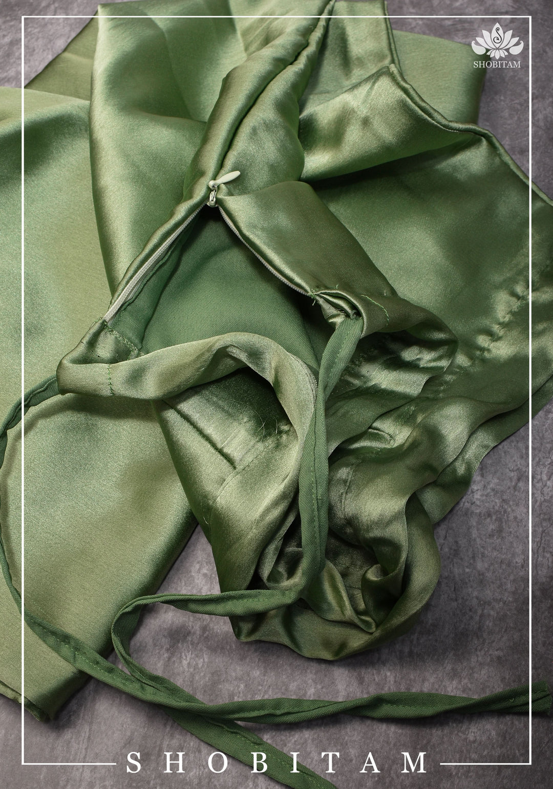 Green Petticoat in Premium Satin, 2 Ply Petticoat, Standard Size