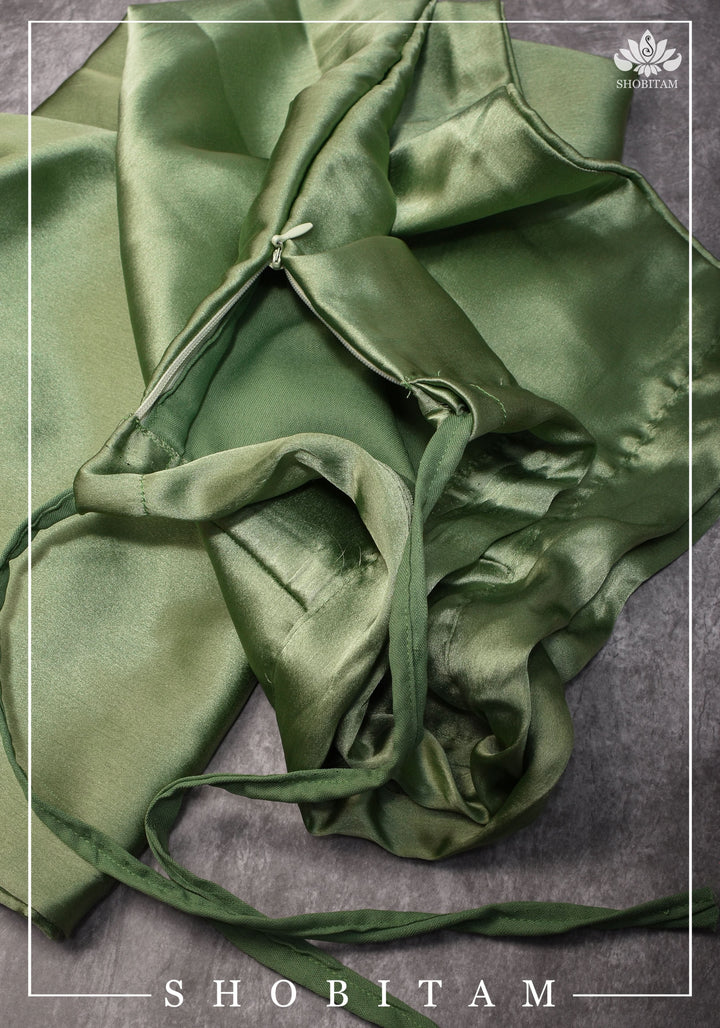 Green Petticoat in Premium Satin, 2 Ply Petticoat, Standard Size