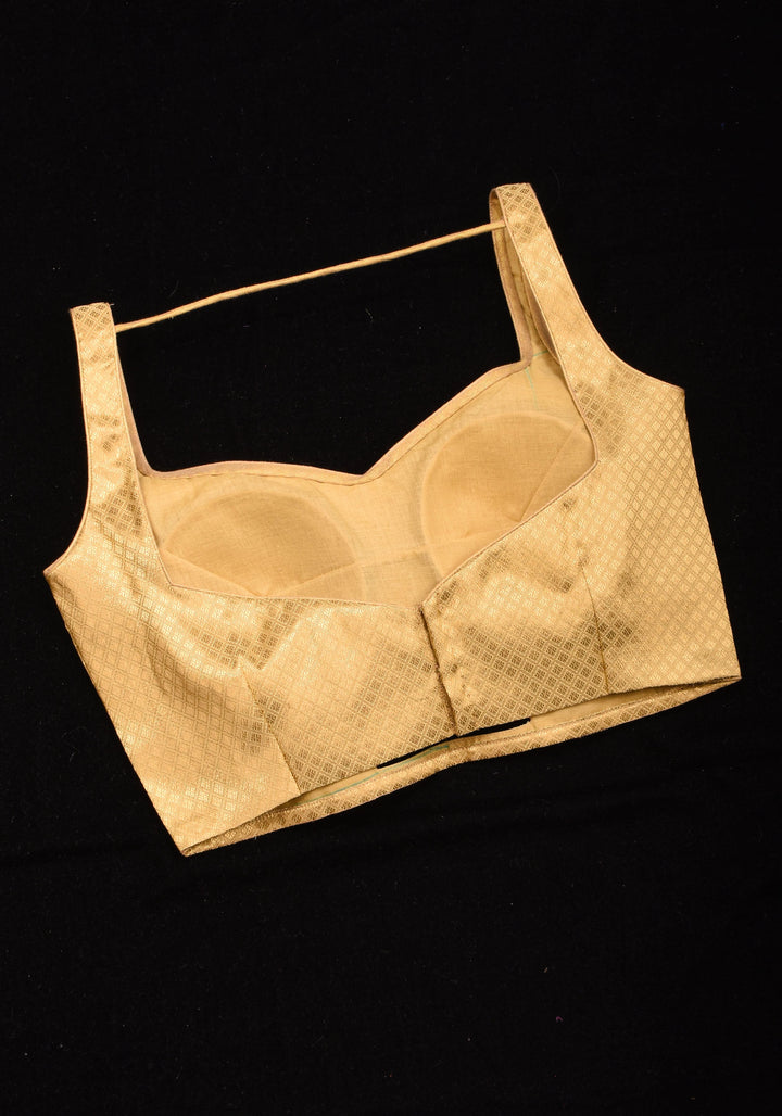 Golden blouse with sleeveless with front cutout , Made to Order