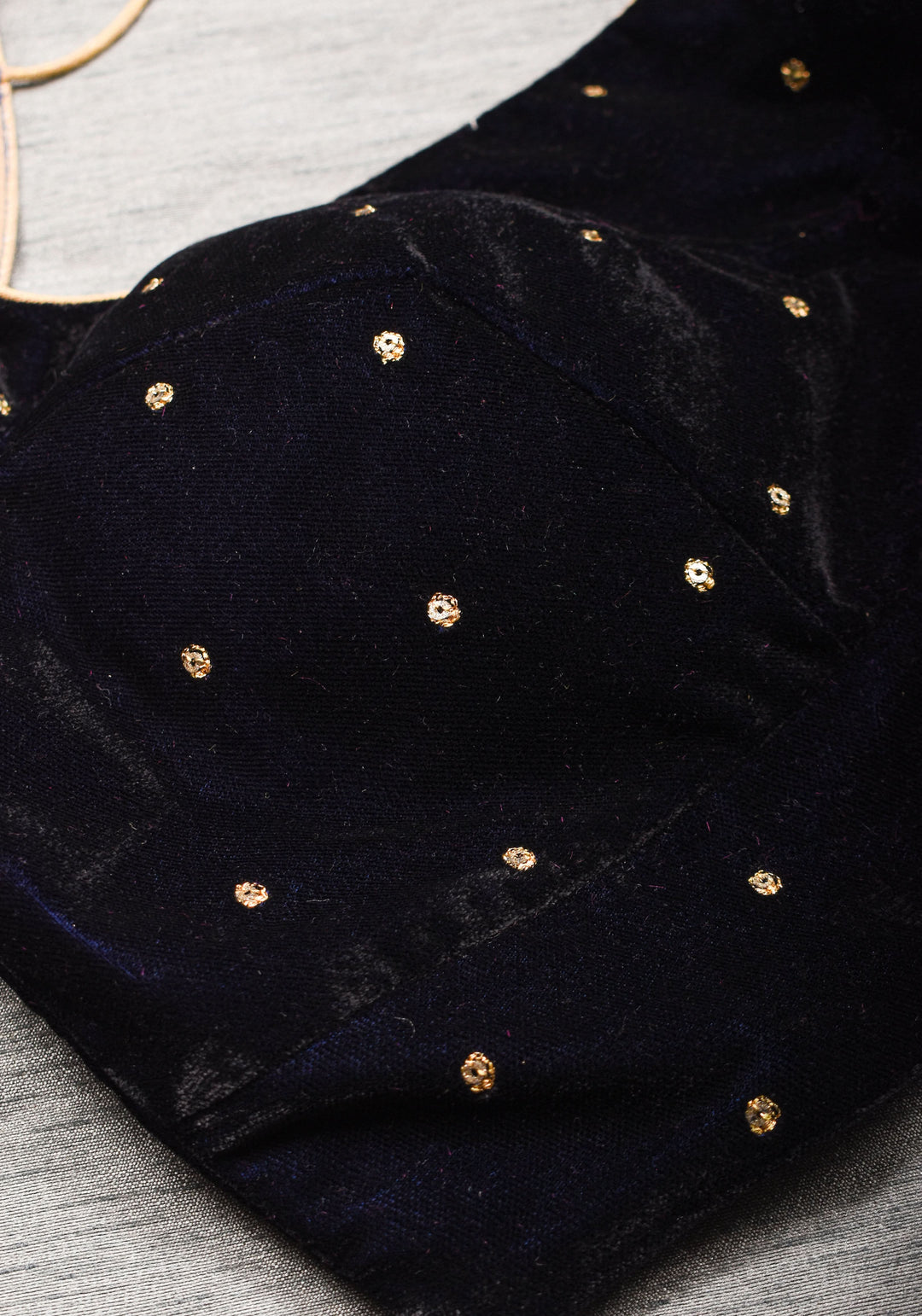 Statement Patchwork Pure Kanjivaram Silk Brocade and Midnight Blue Velvet Blouse  , Made to Order