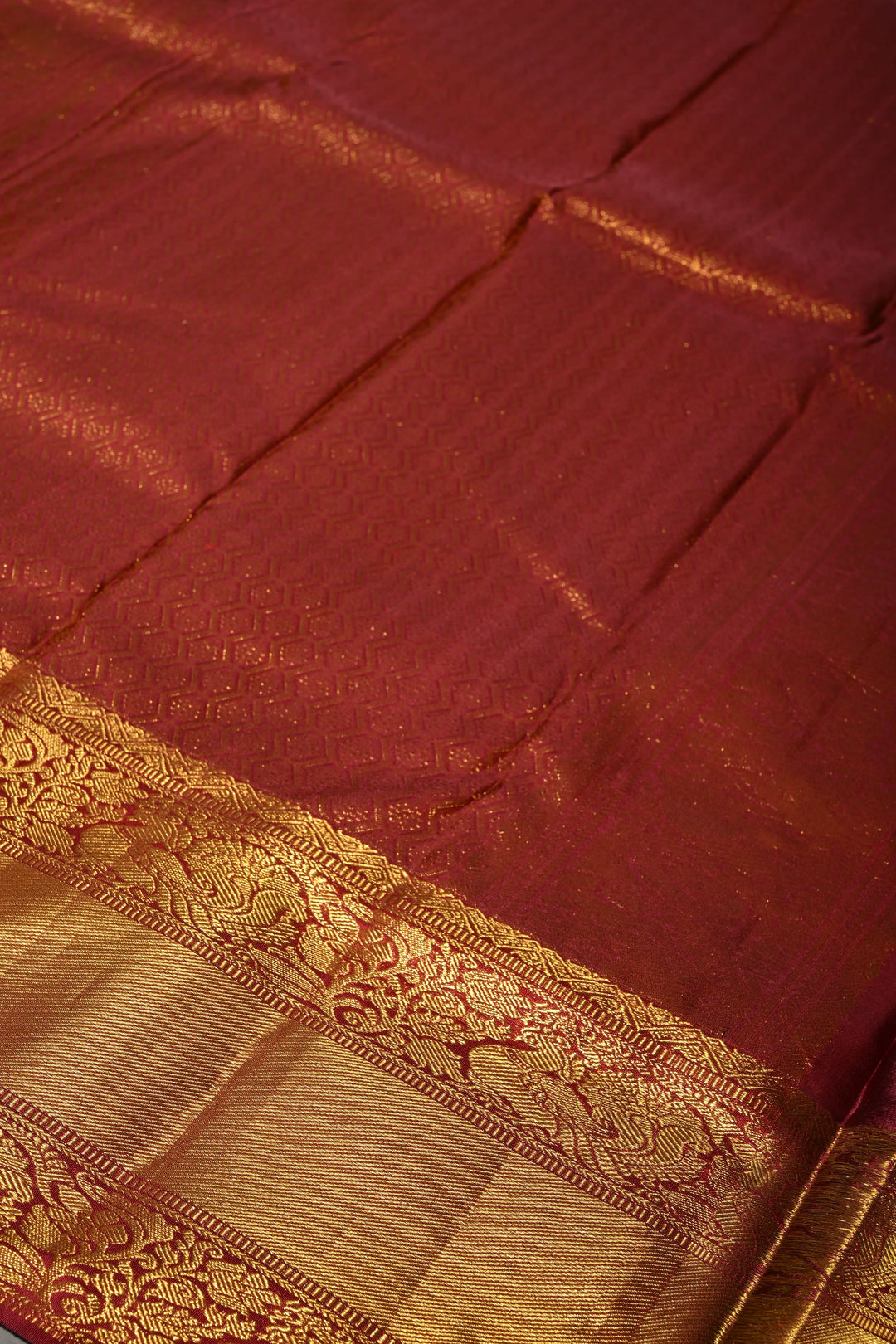 Lavender Kanjivaram Tissue Silk Saree with Meenakari Floral Brocade Jaal and Contrast Zari Border | SILK MARK CERTIFIED | SHOBITAM