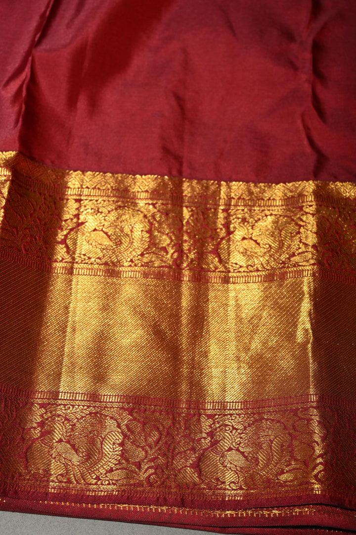 Lavender Kanjivaram Tissue Silk Saree with Meenakari Floral Brocade Jaal and Contrast Zari Border | SILK MARK CERTIFIED | SHOBITAM