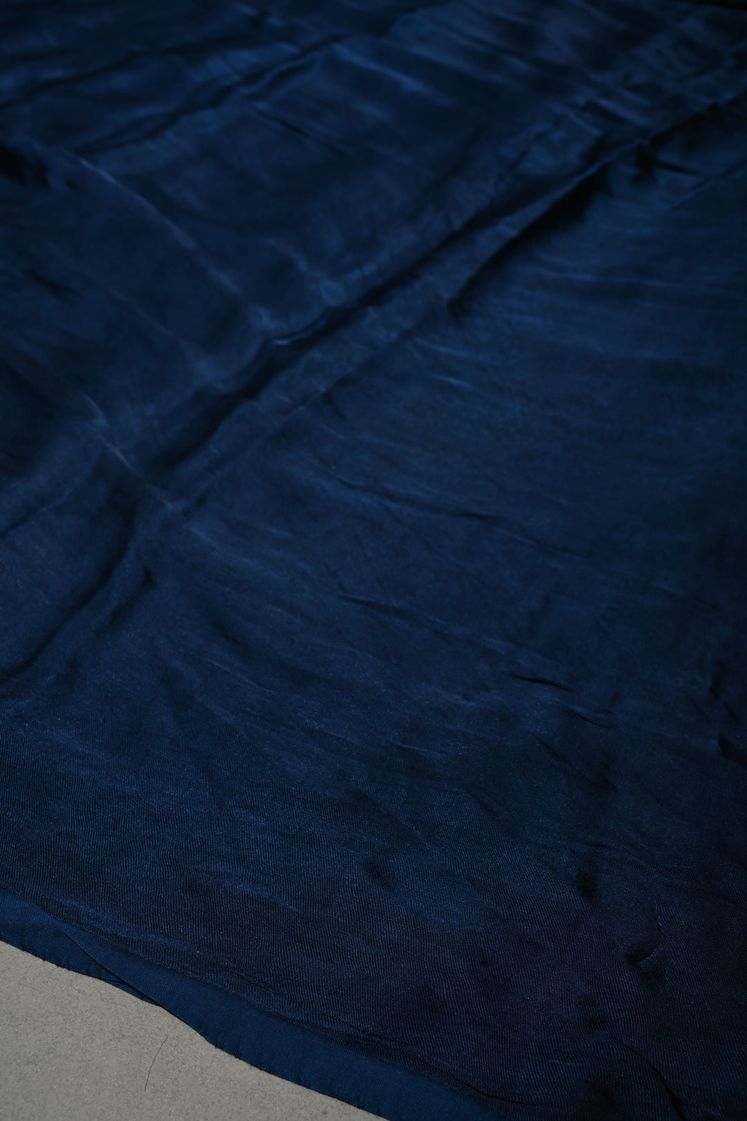 Prussian Blue Borderless Modal Silk Saree with Lagda Patta Crushed Tissue Pallu | SHOBITAM