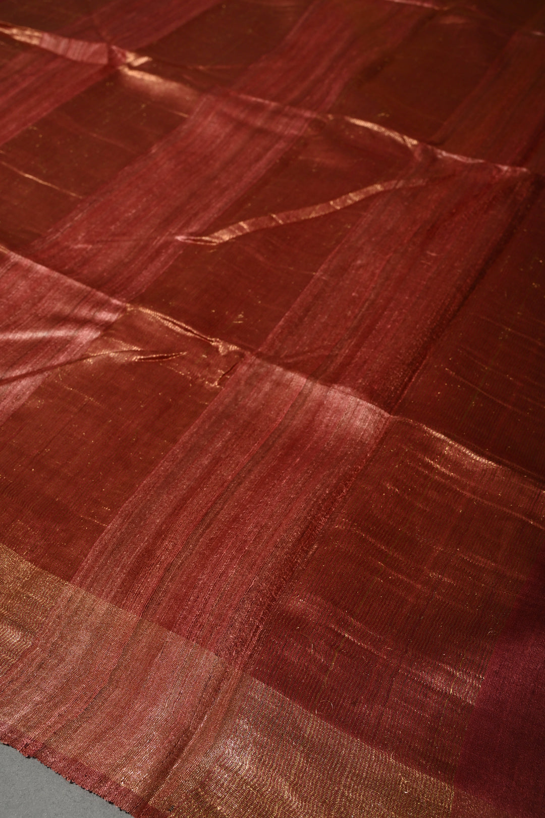 Rose Vale Handloom Tussar Silk Saree with Stripes Pattern and Muted Zari Border | SILK MARK CERTIFIED | SHOBITAM