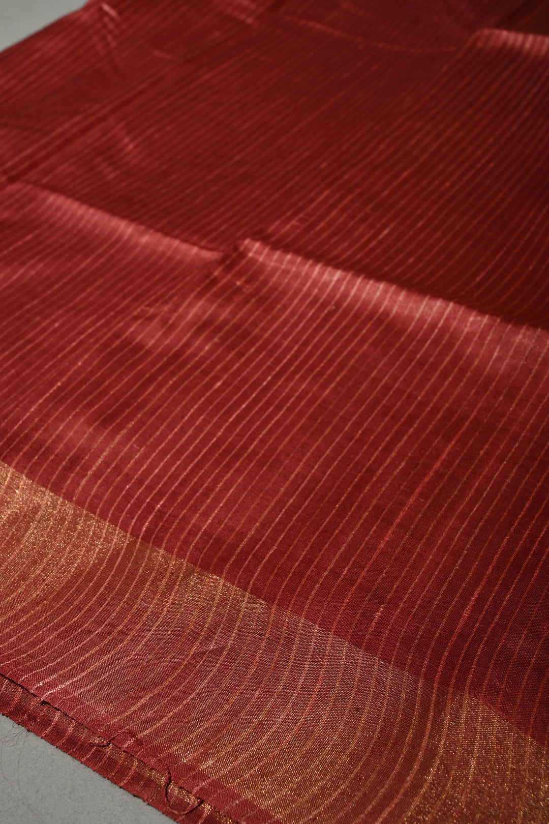 Rose Vale Handloom Tussar Silk Saree with Stripes Pattern and Muted Zari Border | SILK MARK CERTIFIED | SHOBITAM
