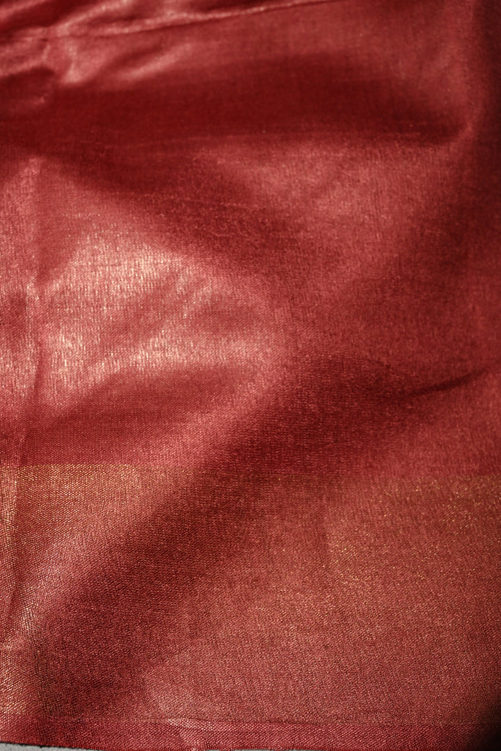 Rose Vale Handloom Tussar Silk Saree with Stripes Pattern and Muted Zari Border | SILK MARK CERTIFIED | SHOBITAM