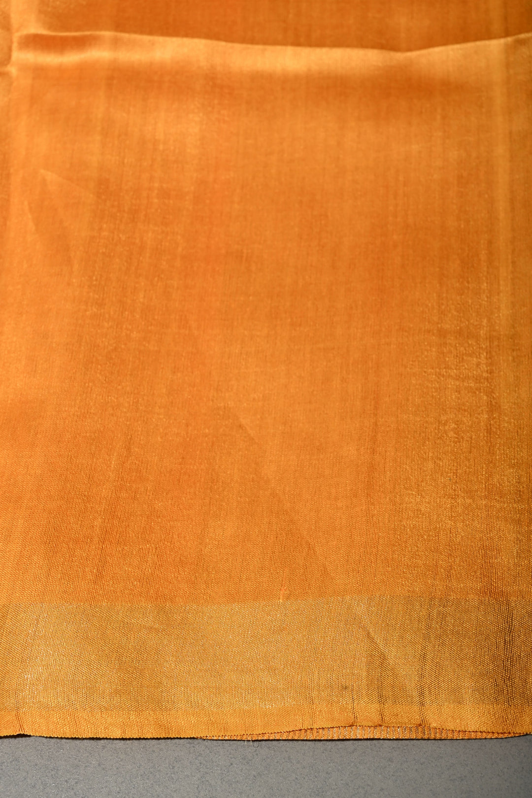 Mustard Yellow Handloom Tussar Silk Saree with Stripes Pattern and Muted Zari Border | SILK MARK CERTIFIED | SHOBITAM