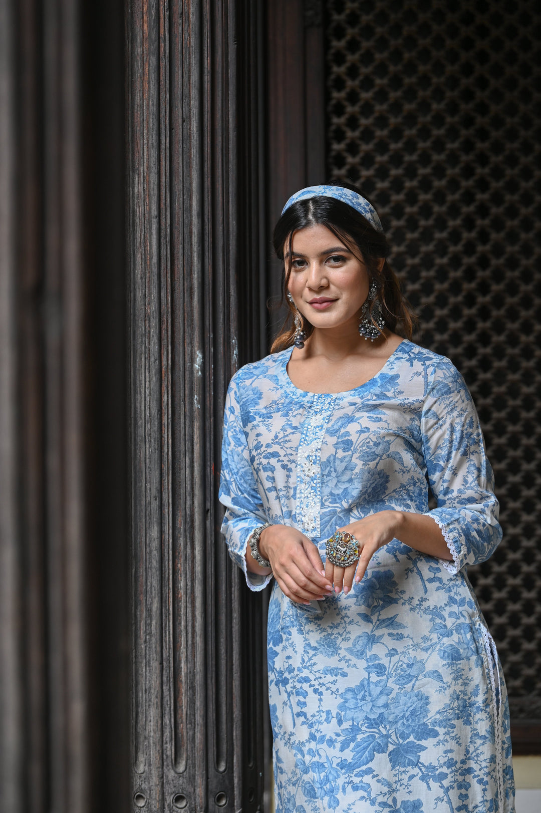 Icy Blue Floral Kurta Set - SET OF 2 | SHOBITAM