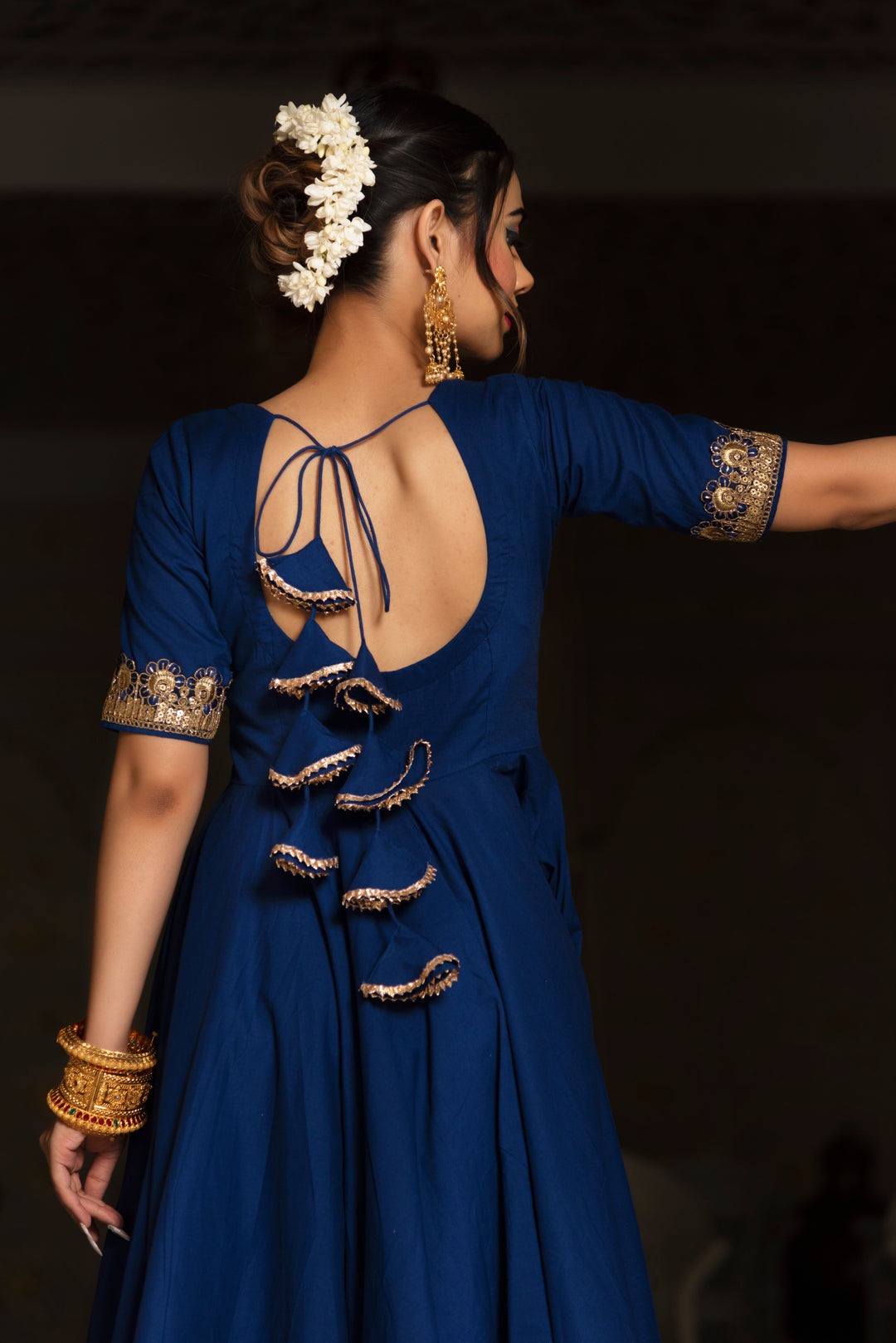 MINAKARI BLUE ANARKALI SET | SHOBITAM