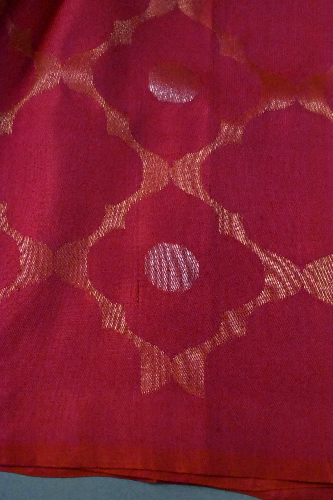 Pink-Orange Dual Tone Borderless Uppada Handloom Silk Saree with Jamdhani Style Sona Rupa Polka Dots  | SILK MARK CERTIFIED | SHOBITAM
