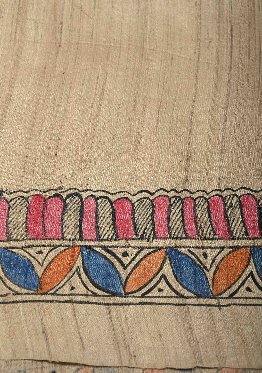 Mithila Matsya Madhubani hand painting on  Geecha Silk Saree | SILK MARK CERTIFIED
