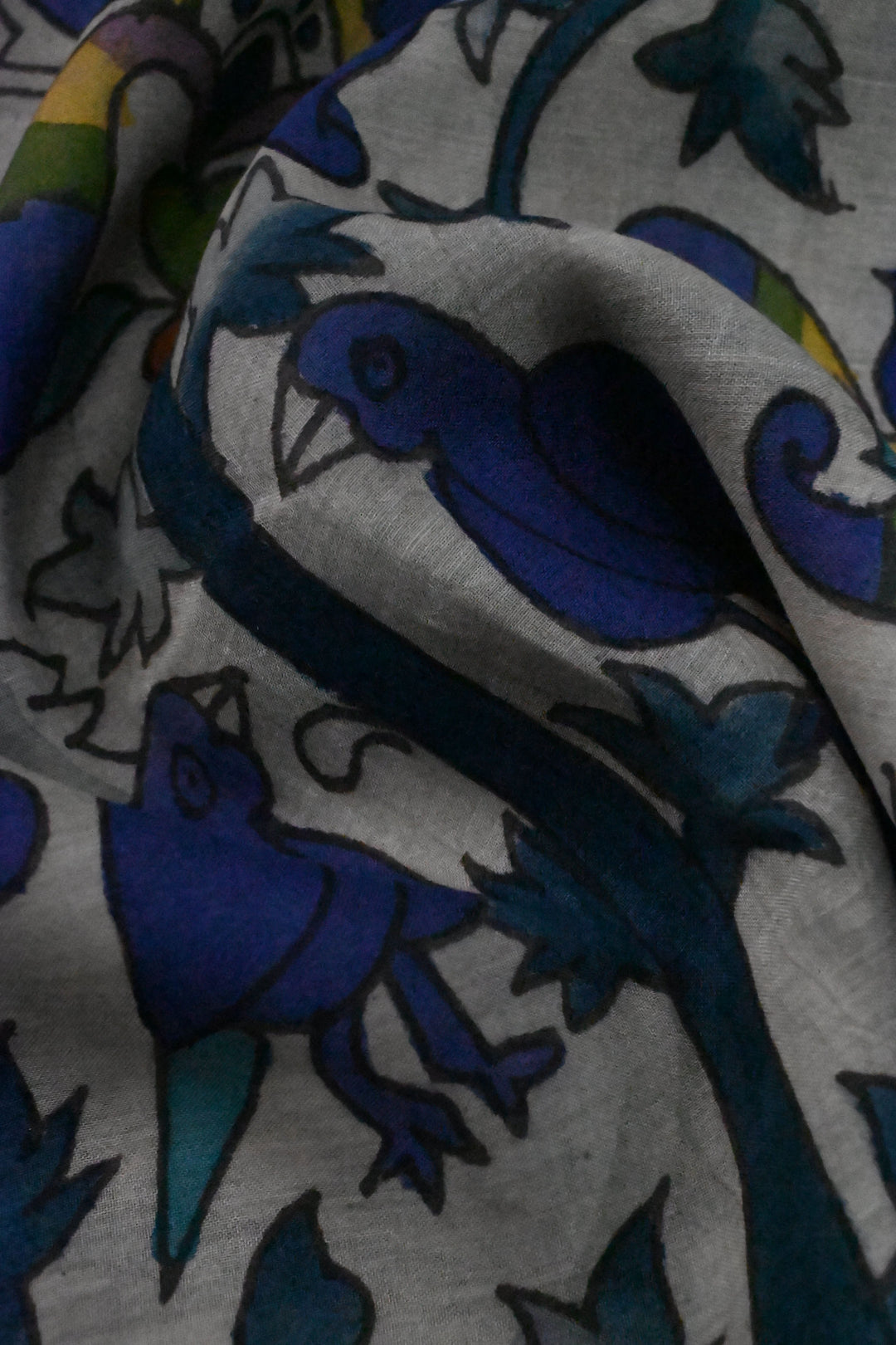 Tree Of Life Arches Theme : Authentic Pen Kalamkari on Pure Mangalagiri Silk Cotton Saree with Red Zari Borders | SHOBITAM