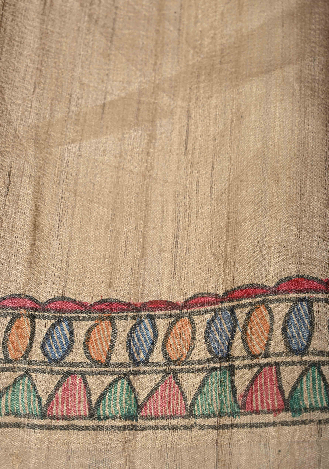 Brick Red Madhurima Madhubani hand painting on Tussar Silk Saree | SILK MARK CERTIFIED