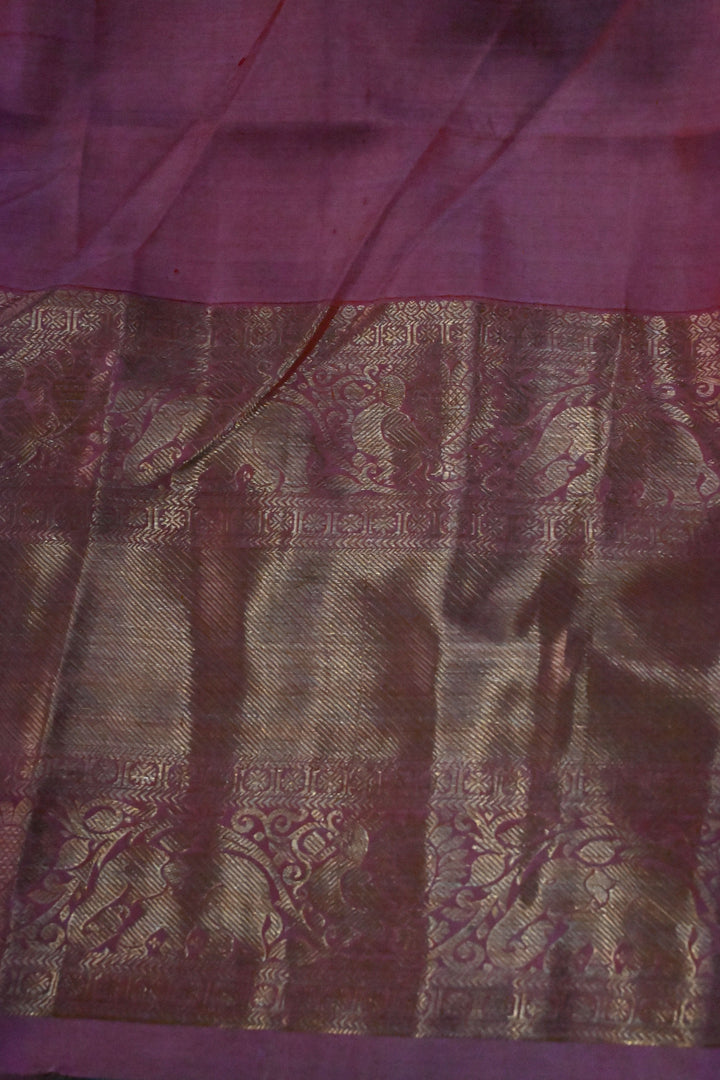 Peach Meenakari Floral Buttas On Pure Kanjivaram Silk Saree Handpainted Madhubani Panels | SILK MARK CERTIFIED | SHOBITAM