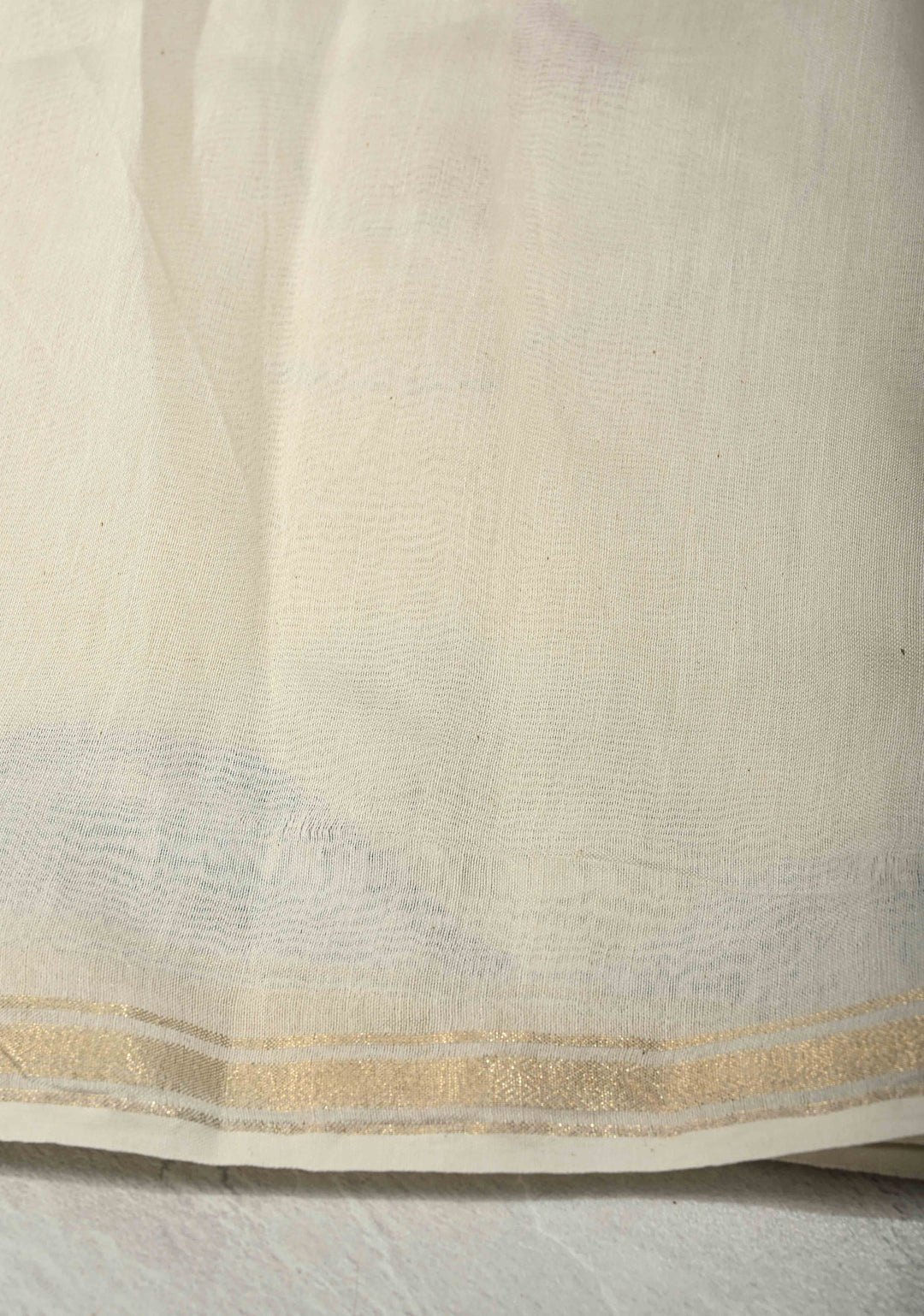 White Prakriti Neer Chanderi Silk Saree with Sujni Embrideory with Minimal Zari Border | SHOBITAM