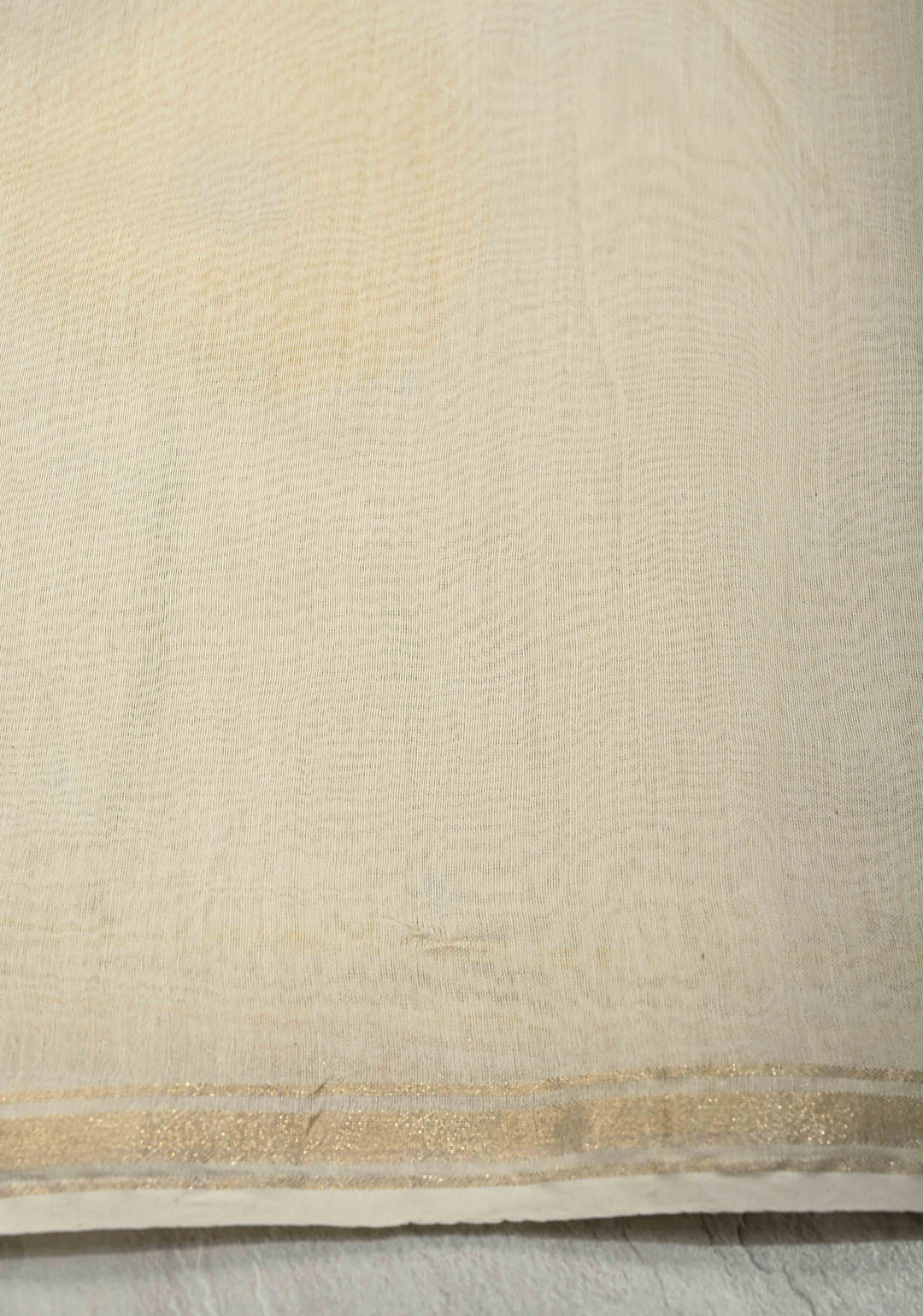 Ivory Sunflower theme chanderi silk sareee With Sujni Embrideory with Minimal Zari Border | SHOBITAM