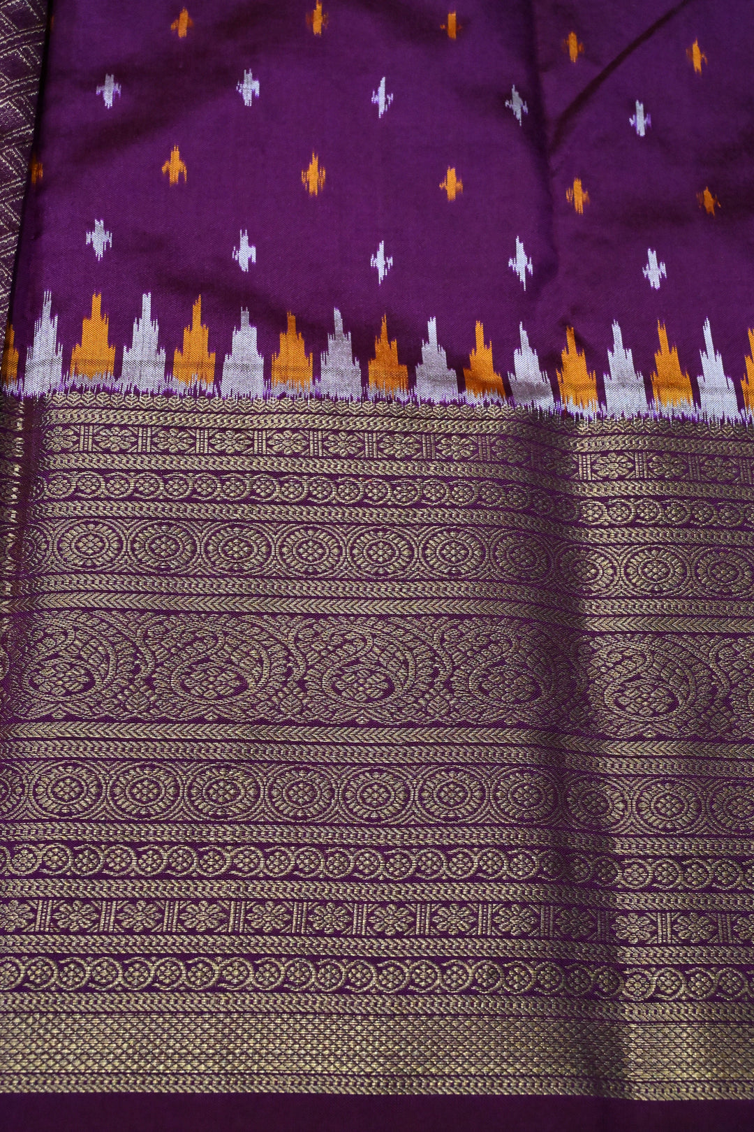 Frosty Pink Ikkat Kanjivaram Fusion Silk Saree with Birds Buttas and Contrast Zari Border | SILK MARK CERTIFIED | SHOBITAM
