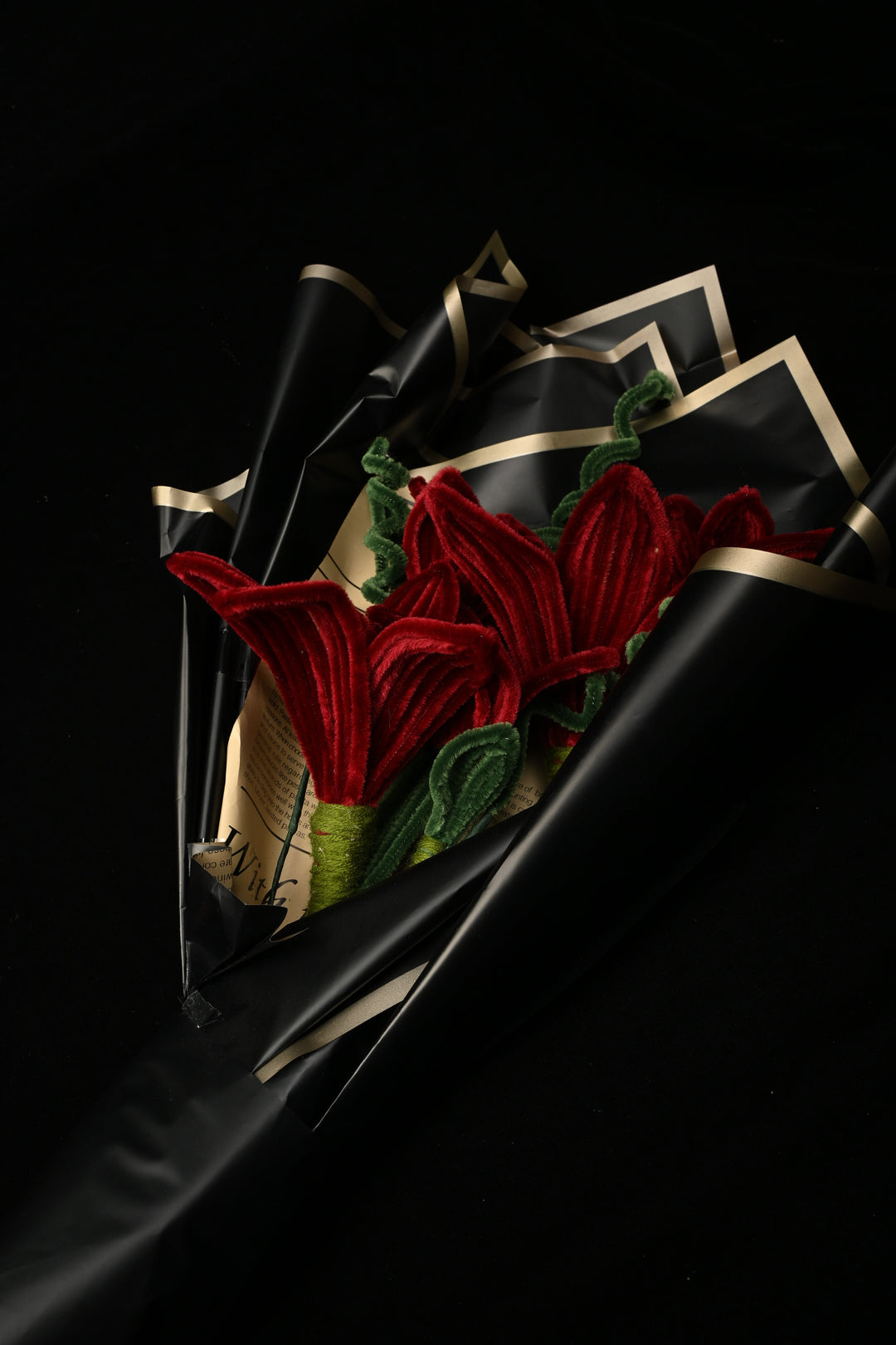 Handcrafted bouquet of Maroon tiger lilies made from soft, velvet Chenille Stems | SHOBITAM