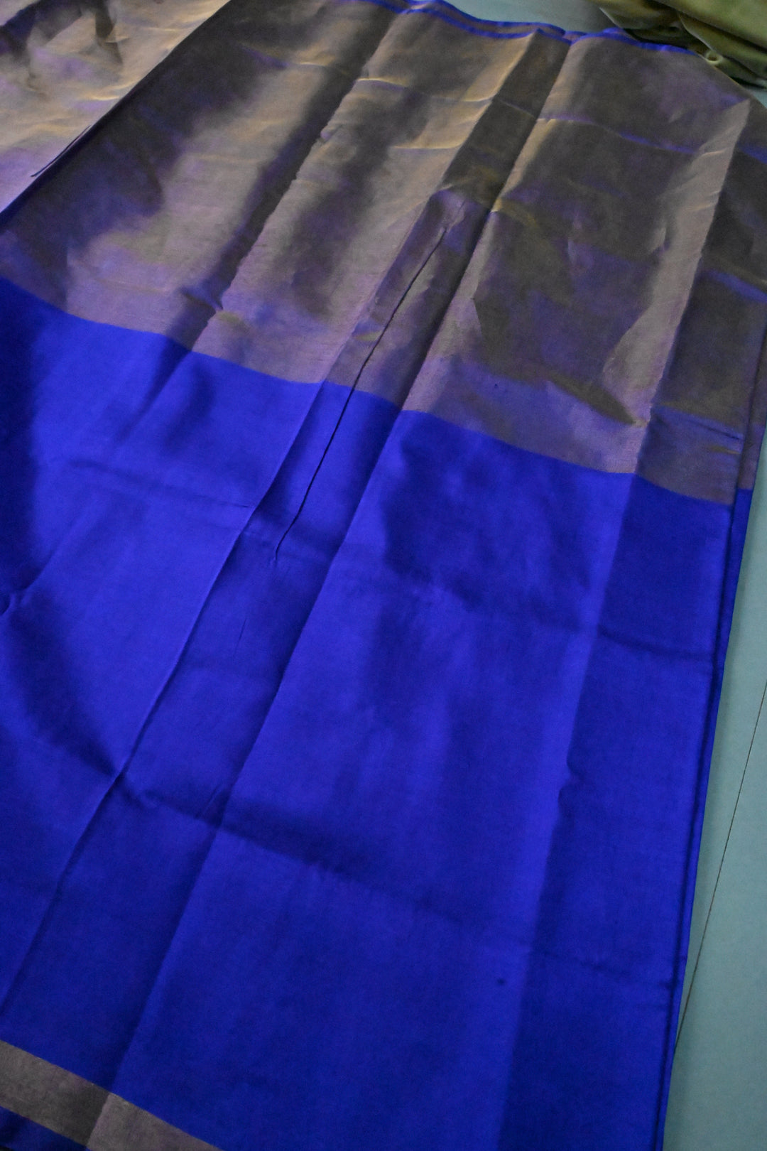 Blue Uppada Handloom Silk Saree with Half Tissue Border | SILK MARK CERTIFIED | SHOBITAM
