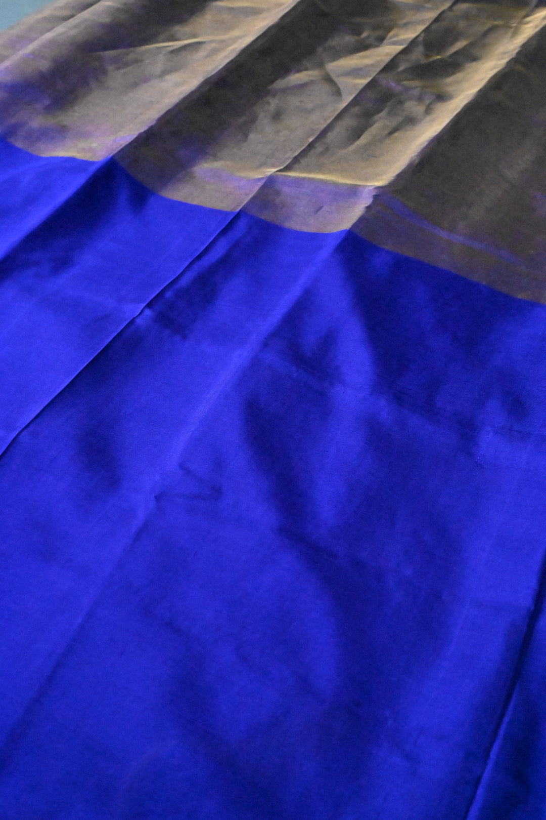 Blue Uppada Handloom Silk Saree with Half Tissue Border | SILK MARK CERTIFIED | SHOBITAM