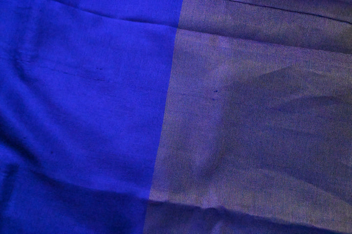 Blue Uppada Handloom Silk Saree with Half Tissue Border | SILK MARK CERTIFIED | SHOBITAM