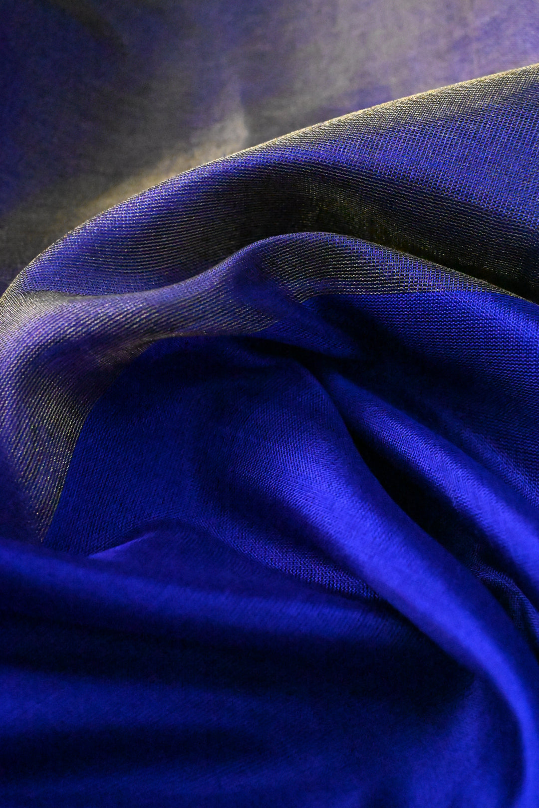 Blue Uppada Handloom Silk Saree with Half Tissue Border | SILK MARK CERTIFIED | SHOBITAM