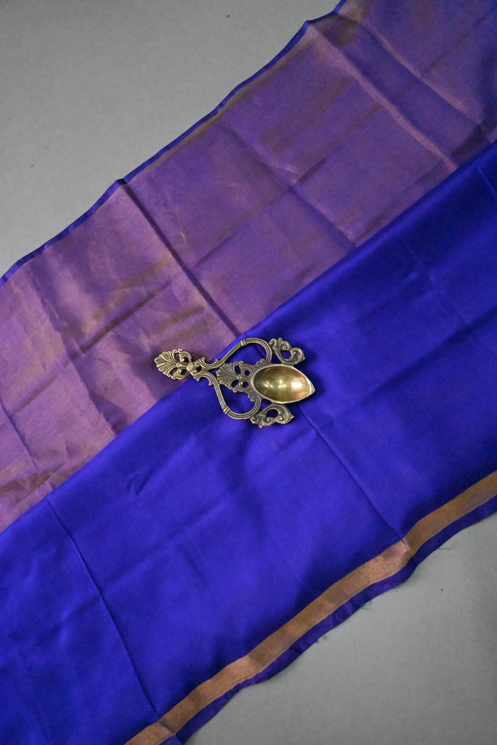 Blue Uppada Handloom Silk Saree with Half Tissue Border | SILK MARK CERTIFIED | SHOBITAM