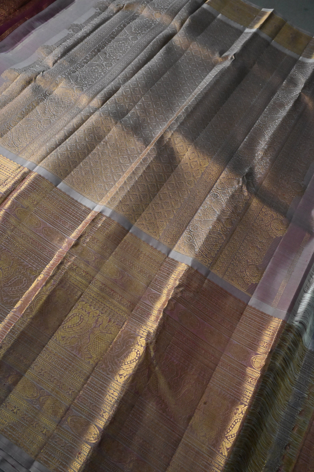 Burgundy Pure Gadwal Silk Saree with Patola Zari Brocade and Contrast Skirt Zari Border | SILK MARK CERTIFIED | SHOBITAM