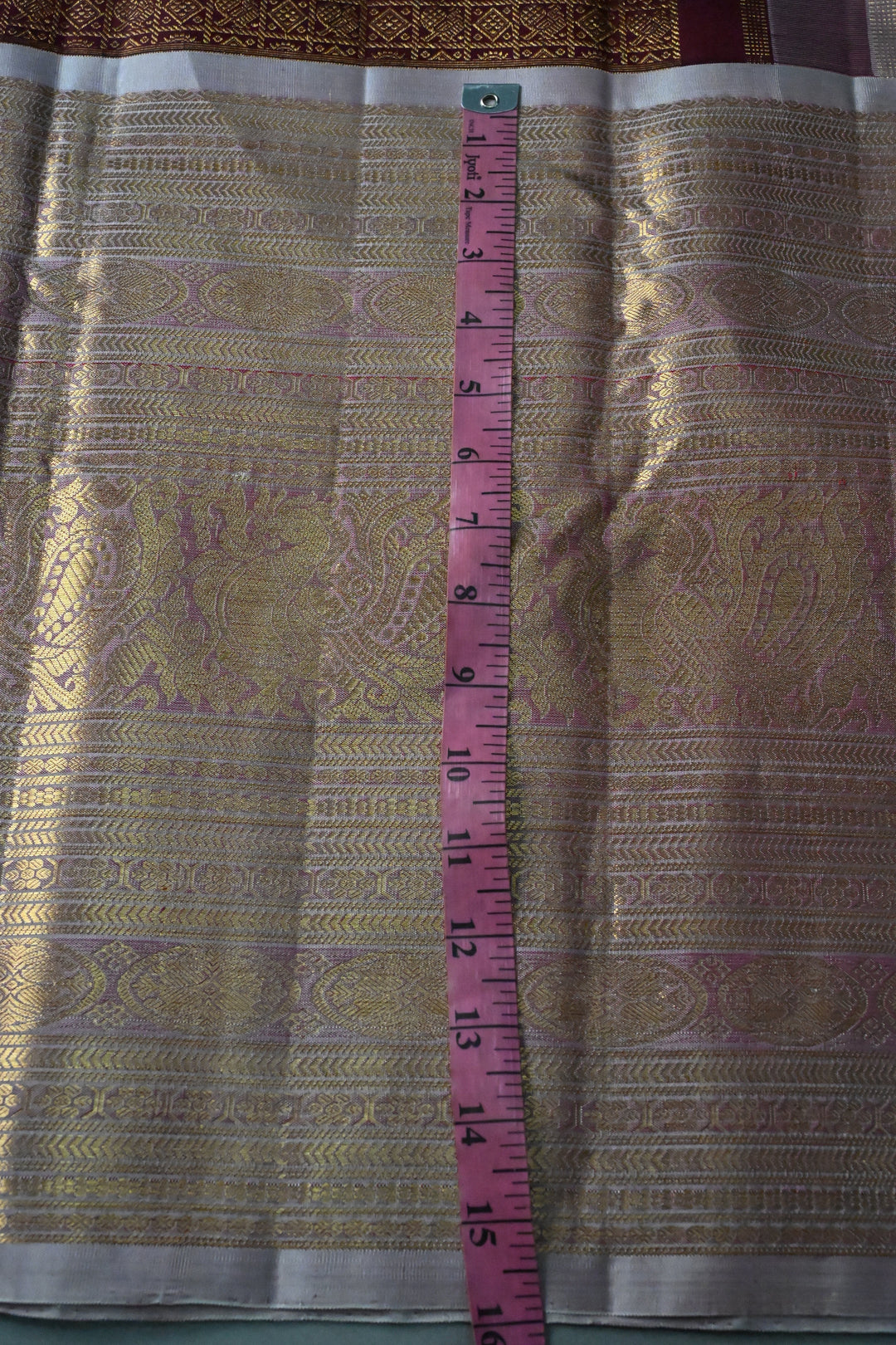 Burgundy Pure Gadwal Silk Saree with Patola Zari Brocade and Contrast Skirt Zari Border | SILK MARK CERTIFIED | SHOBITAM