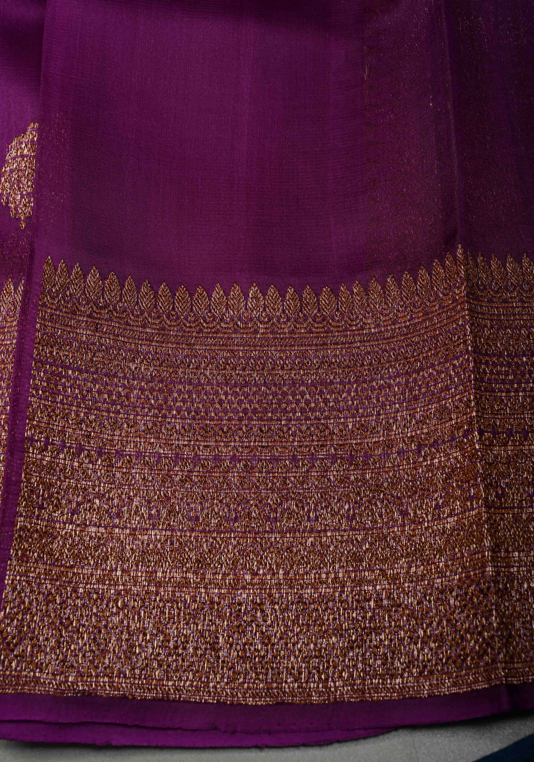 Royal Purple Pure Banarasi Kora Silk Saree with Floral Antique Zari Buttas and Zari Border| SILK MARK CERTIFIED | SHOBITAM