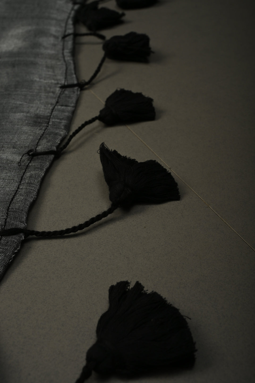 Gray Silver Tissue by Tissue Saree with Tikki Work and Long Tassels , No Blouse Peice | SHOBITAM