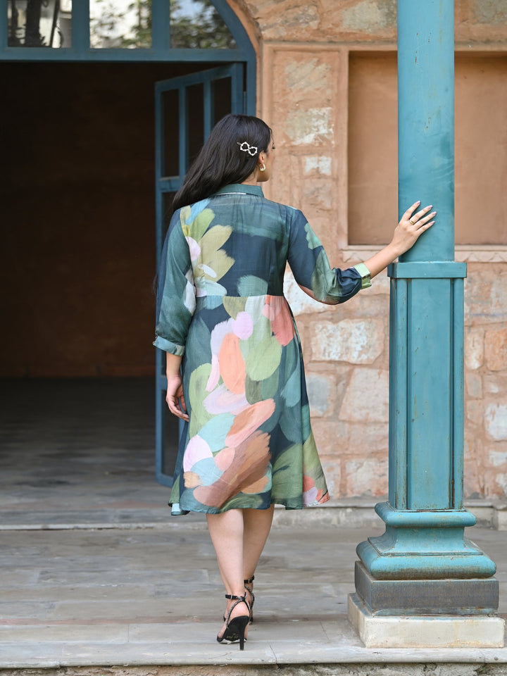 Sacremanto Muslin Summer Dress with Side Slit and Belt -SET OF-1 | SHOBITAM