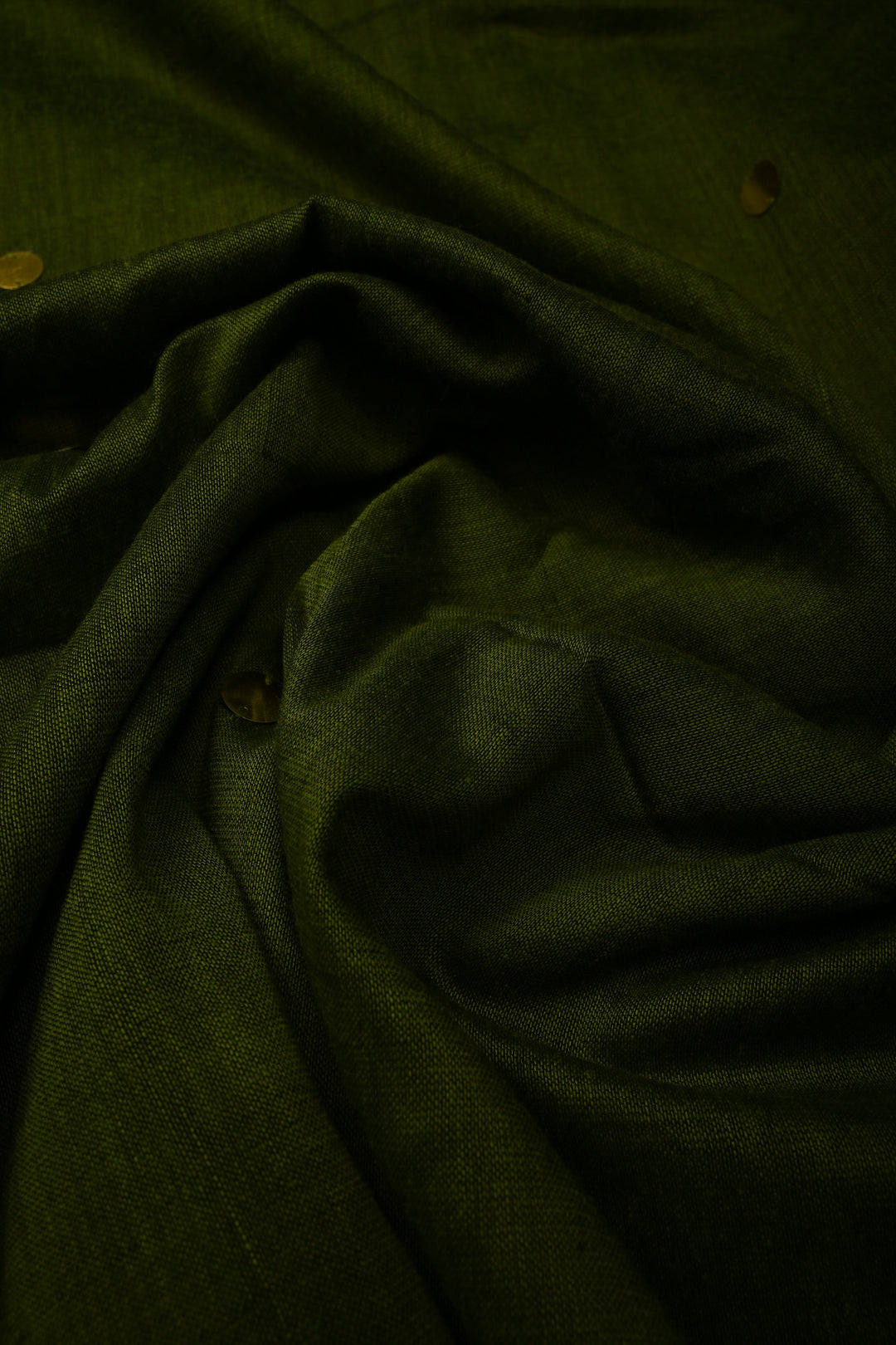 Parrot Green Mercerized Mul Cotton saree in With Tikki work and Long Tassels, No Blouse Piece | SHOBITAM