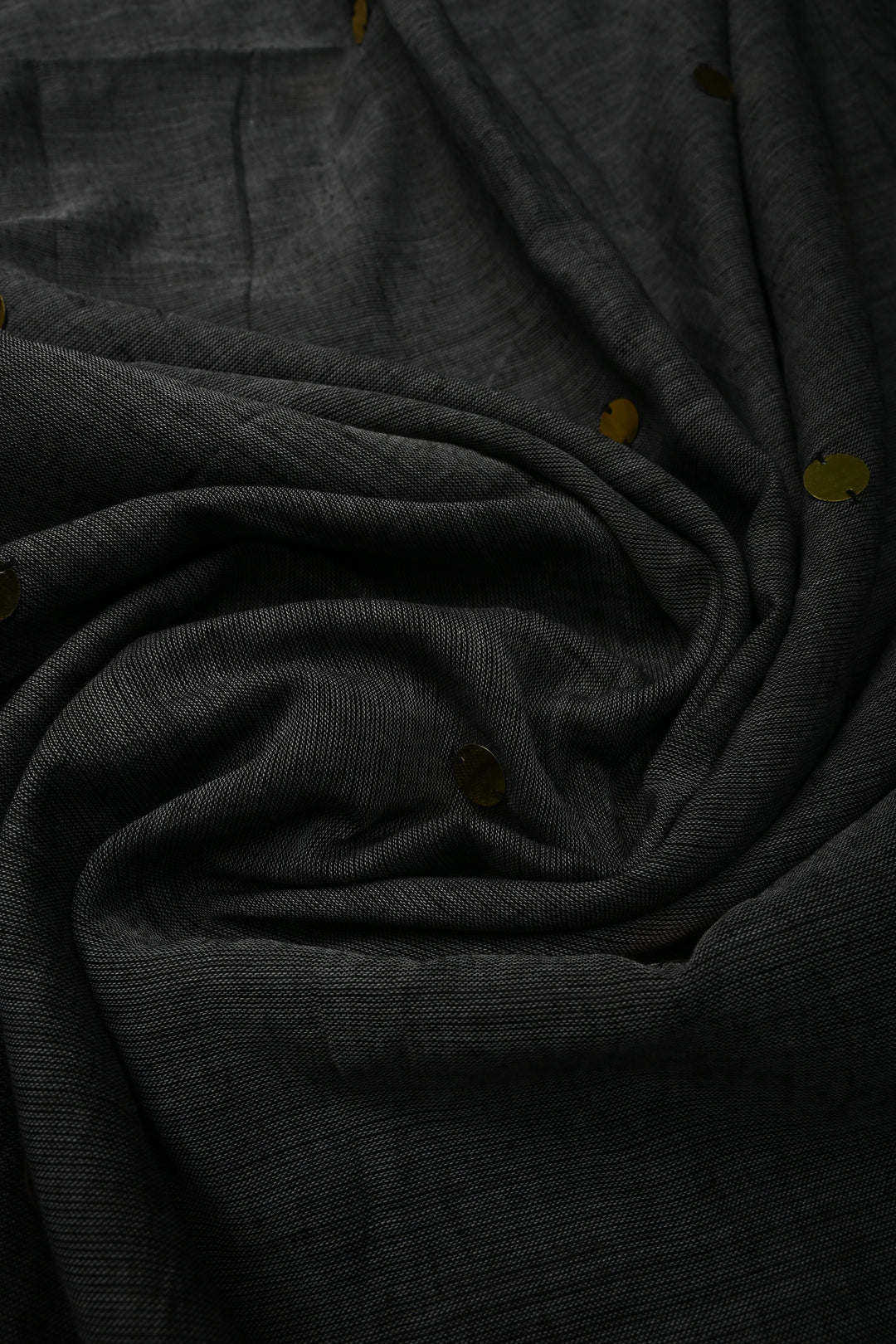 Gray Mercerized Mul Cotton saree in With Tikki work and Long Tassels, No Blouse Piece