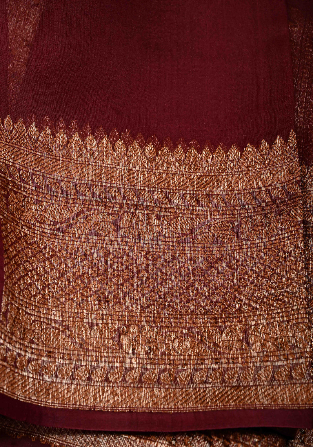 Maroon Pure Banarasi Kora Silk Saree with Floral Antique Zari Buttas and Zari Border| SILK MARK CERTIFIED | SHOBITAM