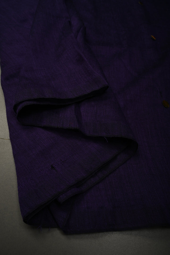 Eggplant Purple Mercerized Mul Cotton saree in With Tikki work and Long Tassels, No Blouse Piece | SHOBITAM