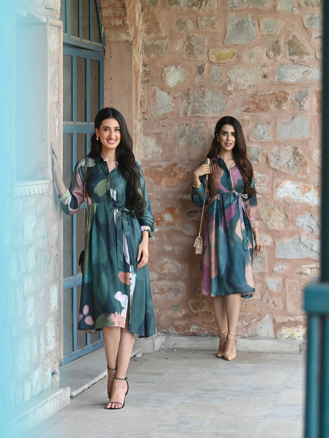 Sacremanto Muslin Summer Dress with Side Slit and Belt -SET OF-1 | SHOBITAM