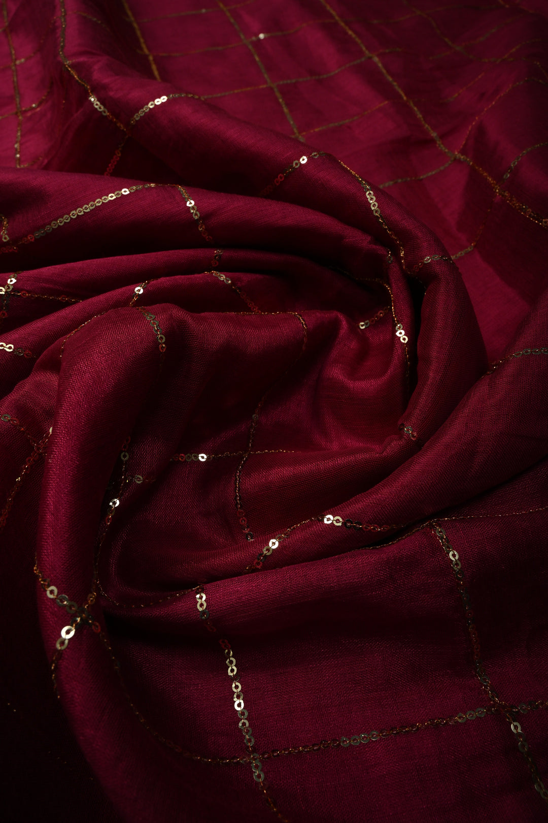 Magenta Tissue by Tissue Saree with Tikki Work and Long Tassels , No Blouse Peice | SHOBITAM