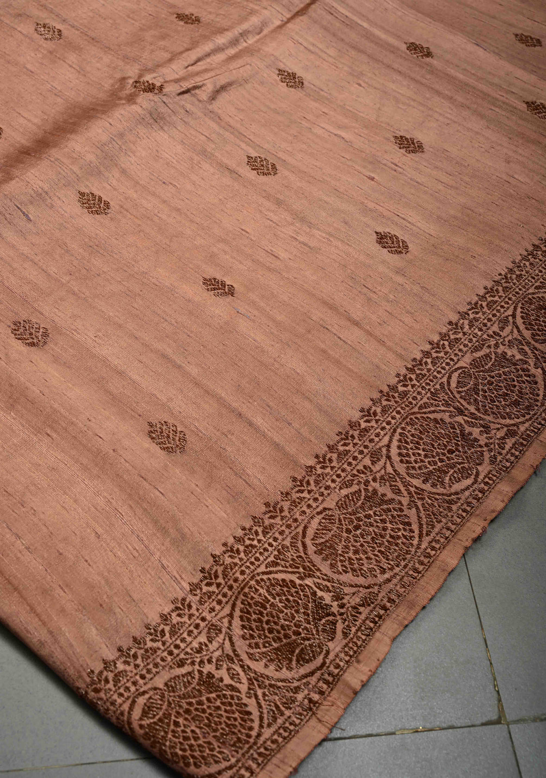 Sandstone Banarasi Raw Silk Saree with Antique Zari Buttas and Border | SILK MARK CERTIFIED | SHOBITAM