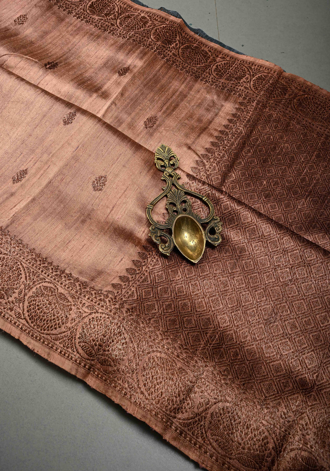 Sandstone Banarasi Raw Silk Saree with Antique Zari Buttas and Border | SILK MARK CERTIFIED | SHOBITAM