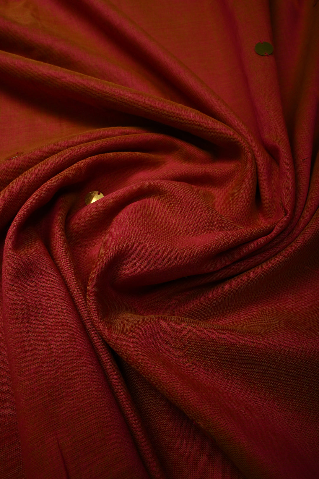 Orange-Pink Dual Tone Mercerized Mul Cotton saree in With Tikki work and Long Tassels, No Blouse Piece | SHOBITAM