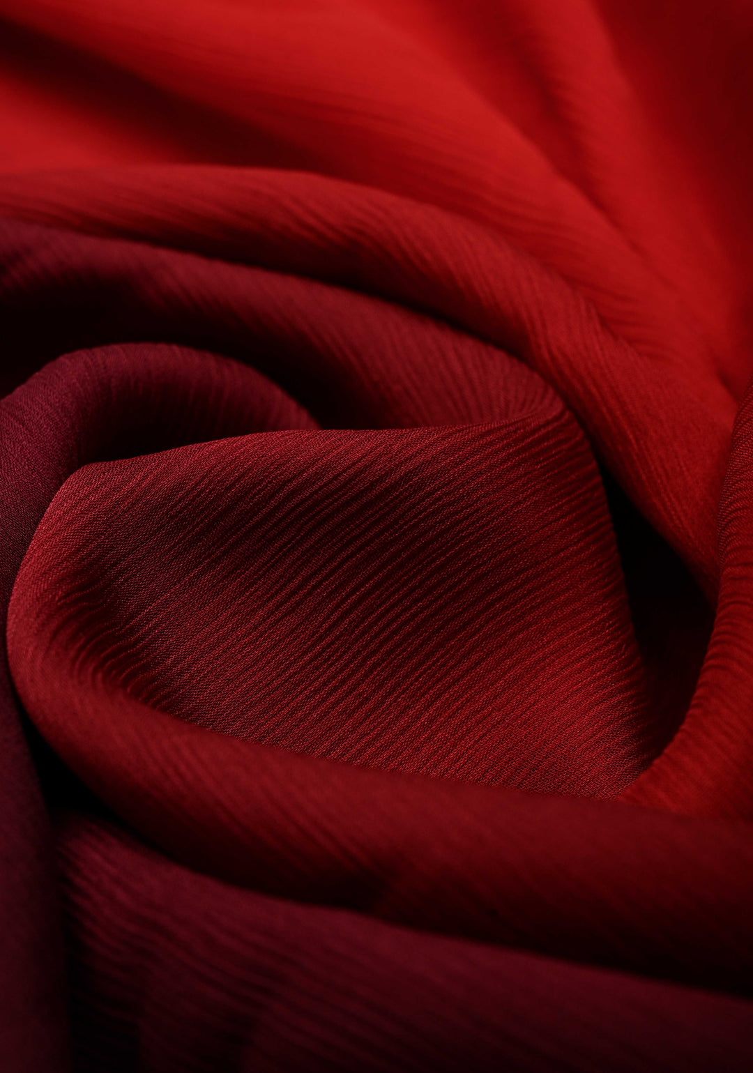 Bollywood style ombre pure chiffon in Red and Maroon, No Blouse Piece | SHOBITAM