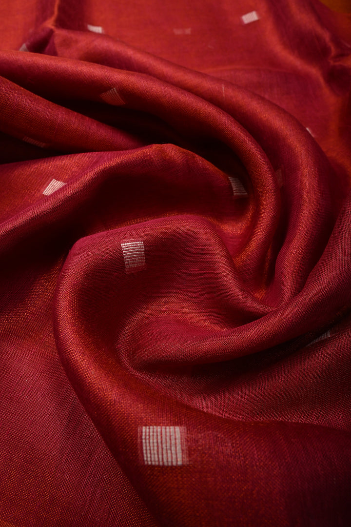 Pink Tissue Linen Saree with Resham Buttas and Minimal Zari Border | SHOBITAM