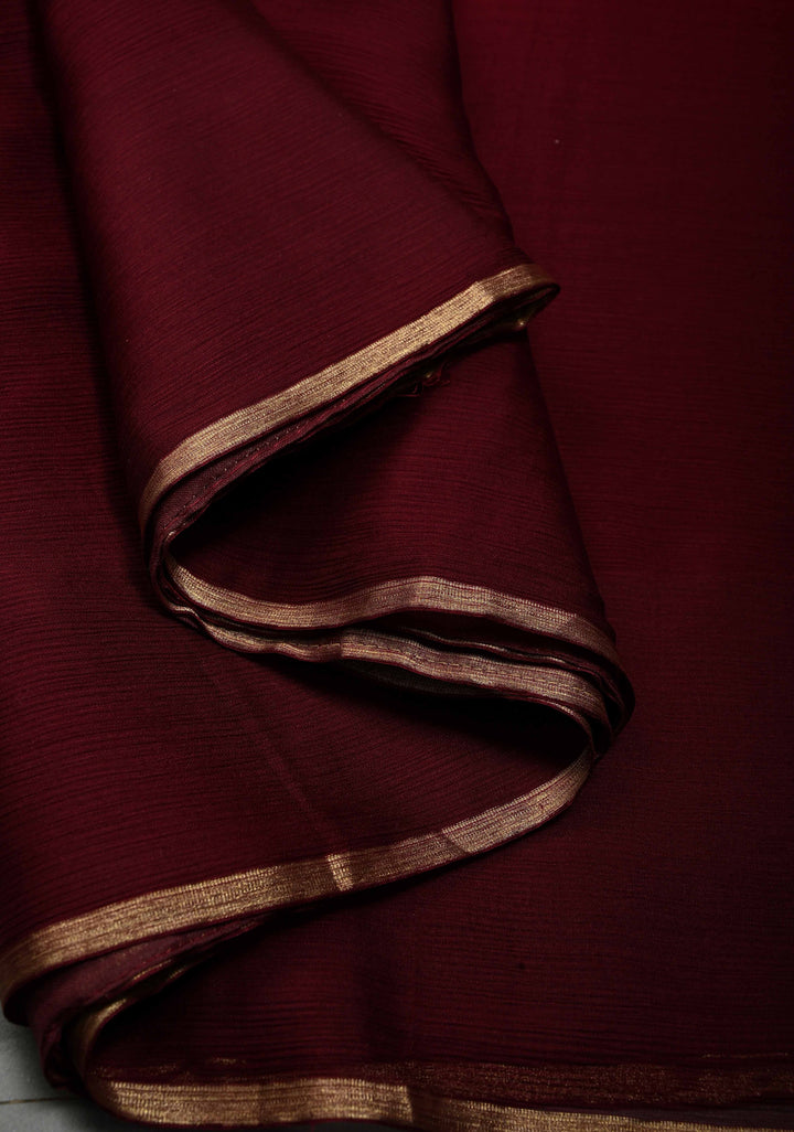 Bollywood style ombre pure chiffon in Red and Maroon, No Blouse Piece | SHOBITAM