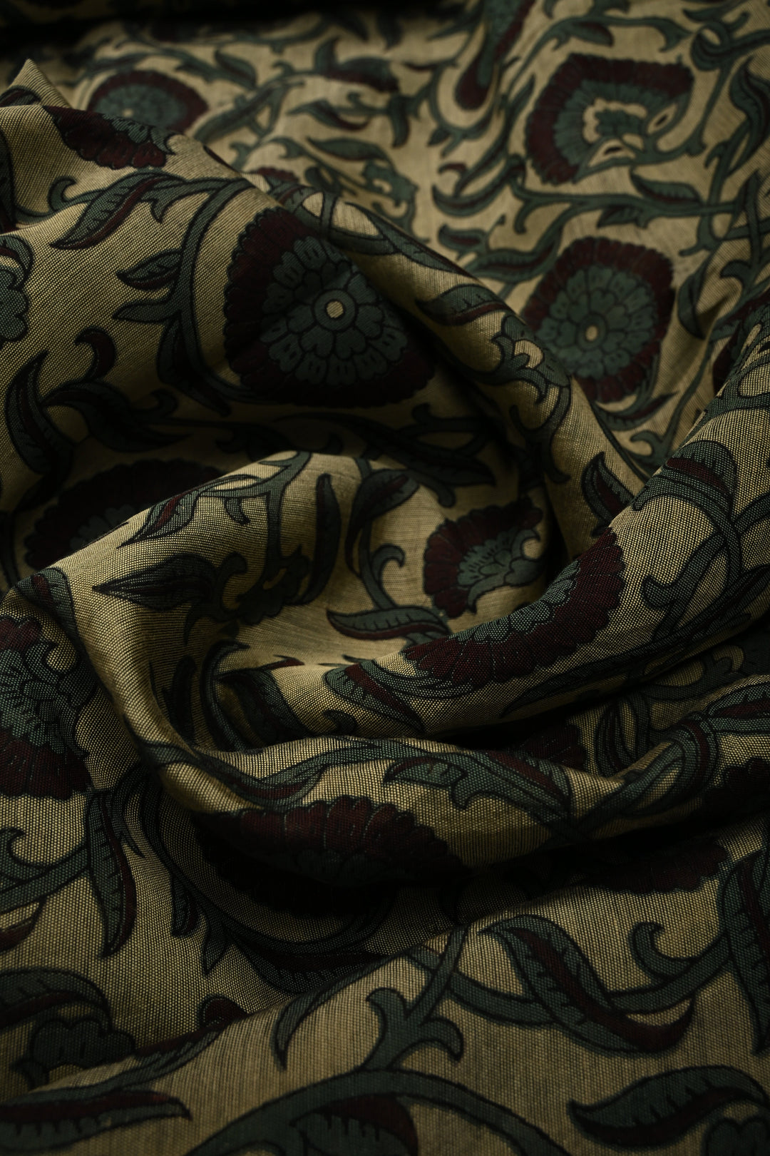 Beige Mercerized cotton Saree with Hand Block Print and Minimal Zari Border | SHOBITAM