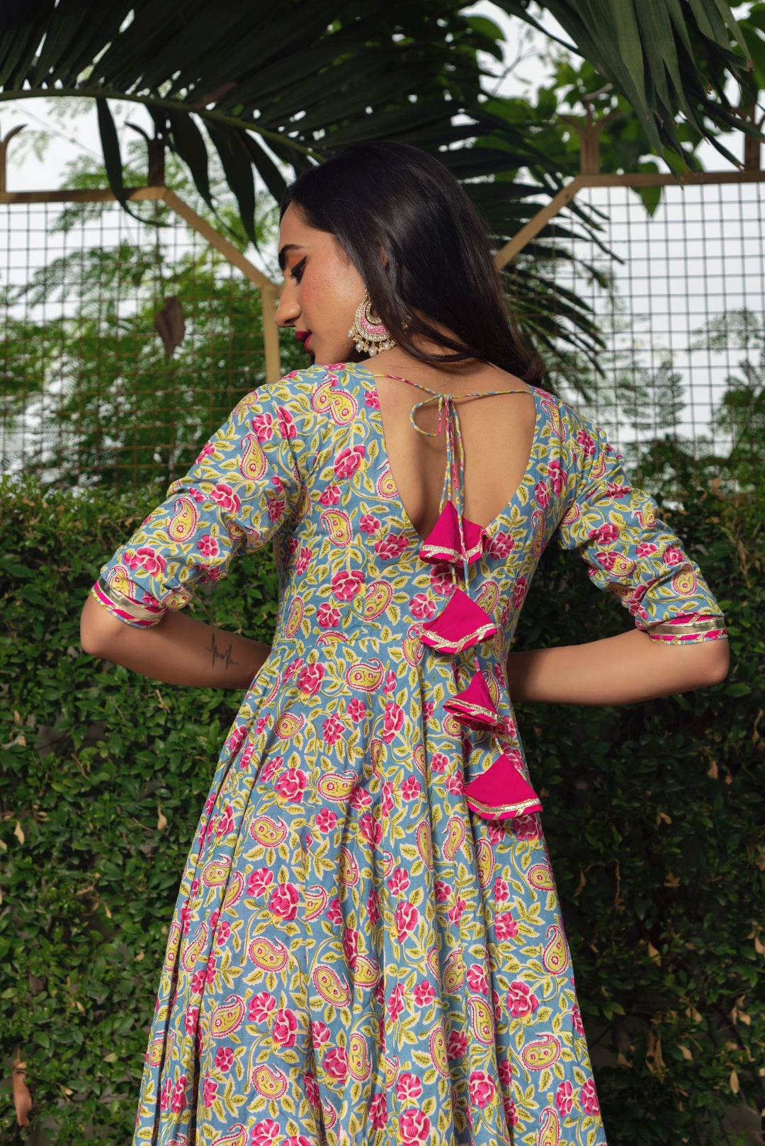 JAIPURI HAND BLOCK COTTON ANARKALI SET | SHOBITAM