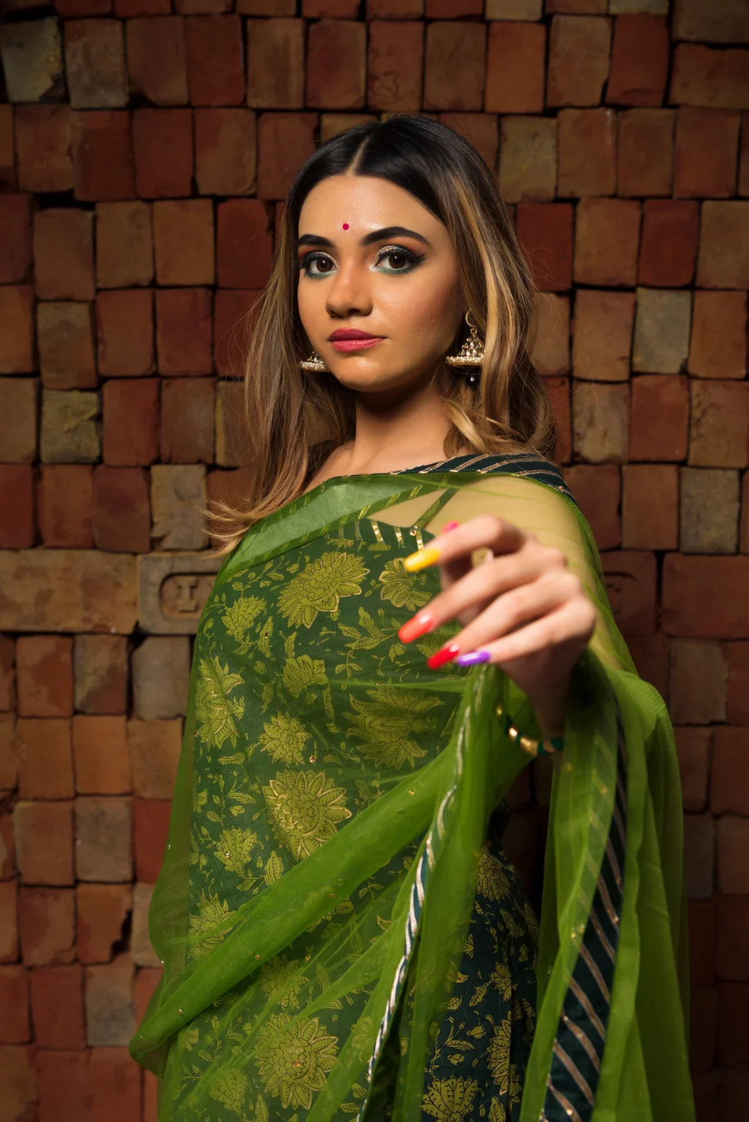 ORCHID GREEN HAND BLOCK PURE COTTON SUIT SET | SHOBITAM
