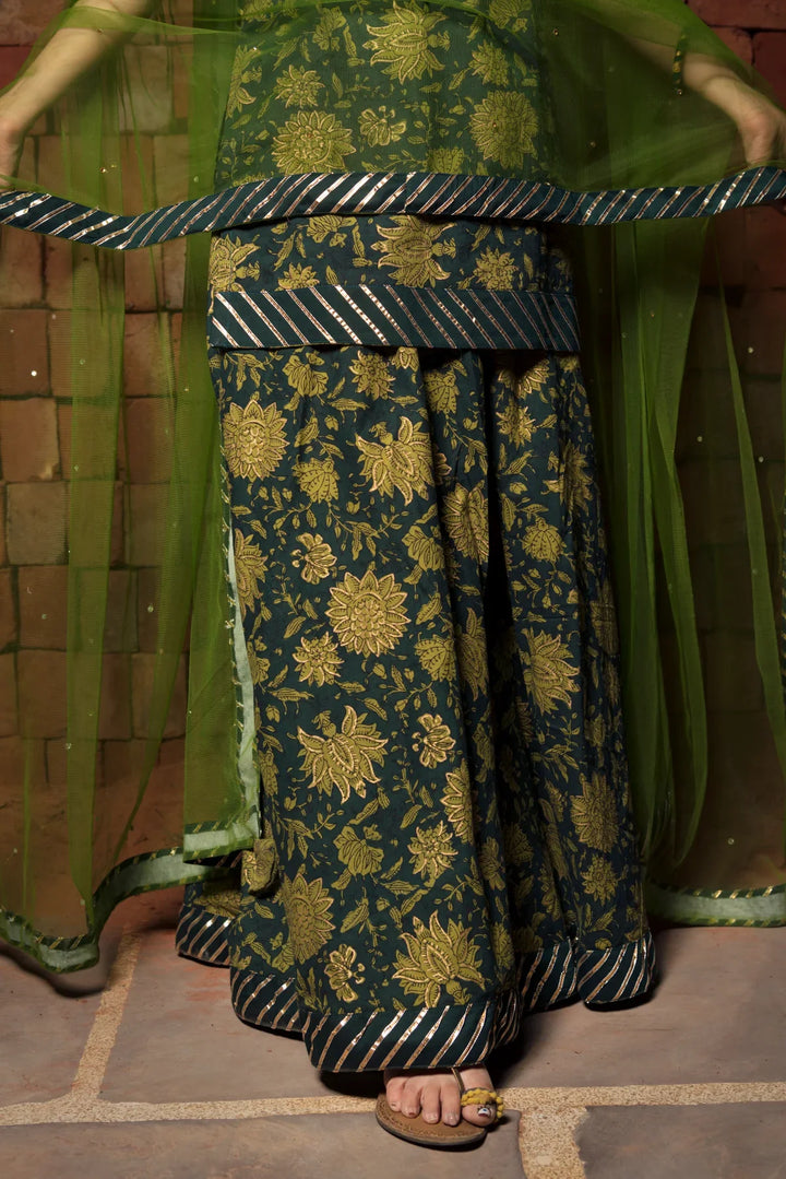 ORCHID GREEN HAND BLOCK PURE COTTON SUIT SET | SHOBITAM